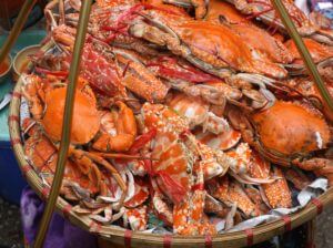 Colorful, tasty crabs in Hanoi's Old Town market