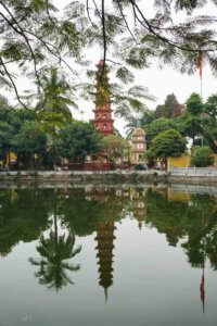 Trấn Quốc Pagoda, located on a small island in Hanoi's West Lake
