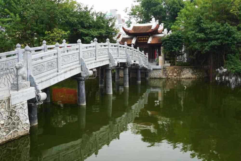 Historic temple in urban Hanoi
