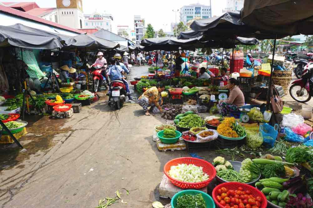 A lively market in the city of Can Tho on the Mekong Delta