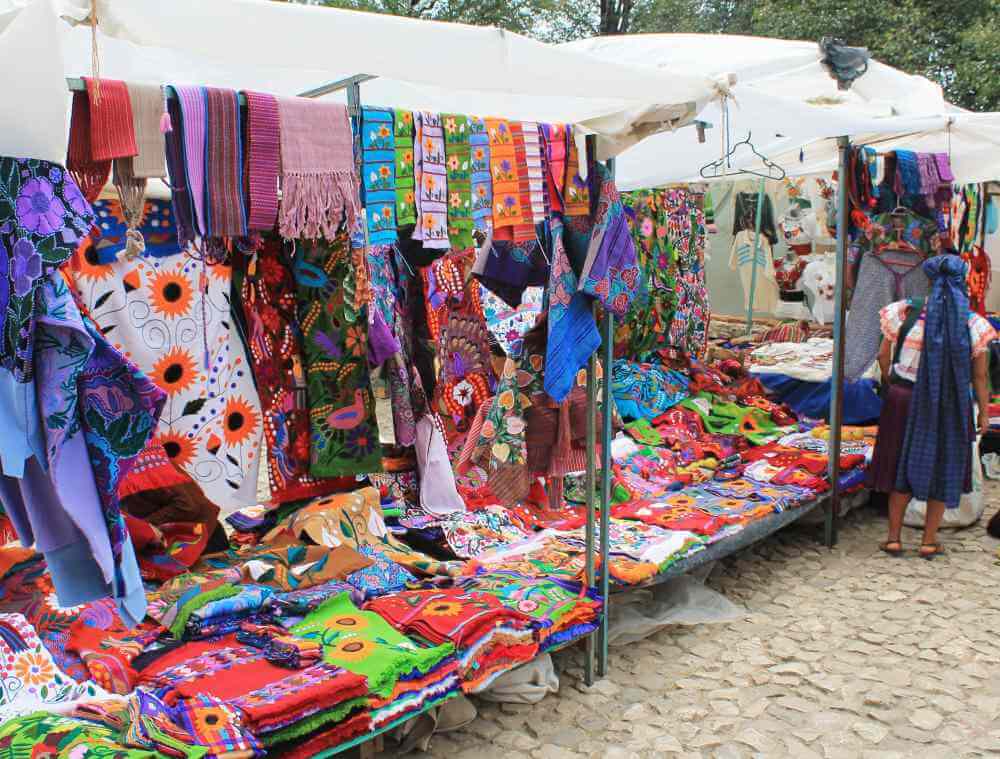 The craft market in San Cristobal is filled with colorful wares