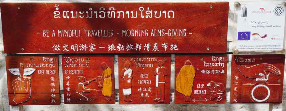 Etiquette for tourists during the morning alms-giving ritual in Luang Prabang, Laos