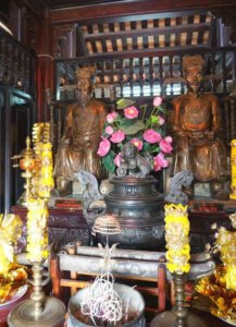 Inside a Buddhist temple in Vietnam