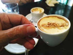 Demitasse cup of creamy sweet egg coffee