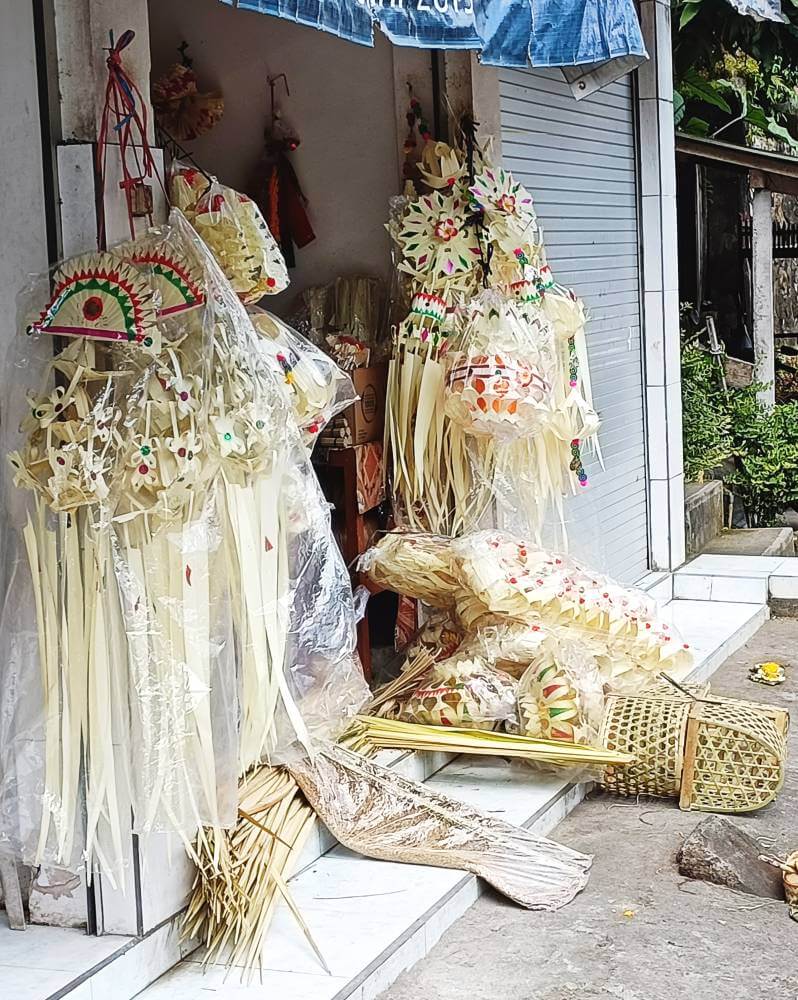 Galungan decorations for sale at a Bali storefront