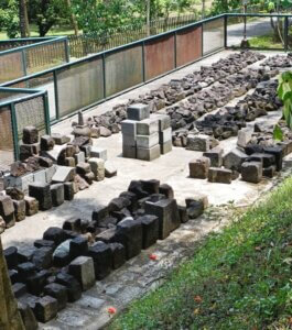 Spare parts onsite at Borobudur temple near Yogyakarta, Indonesia